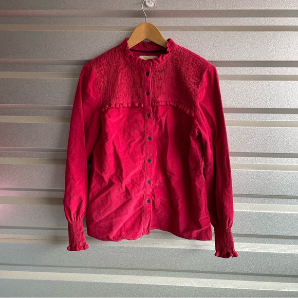Boden Tops - Boden corduroy smocked high neck shirt